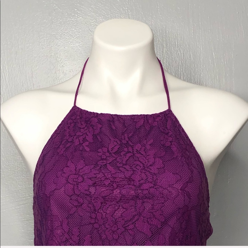 LA Hearts purple lace boho halter crop top M - Picture 6 of 7